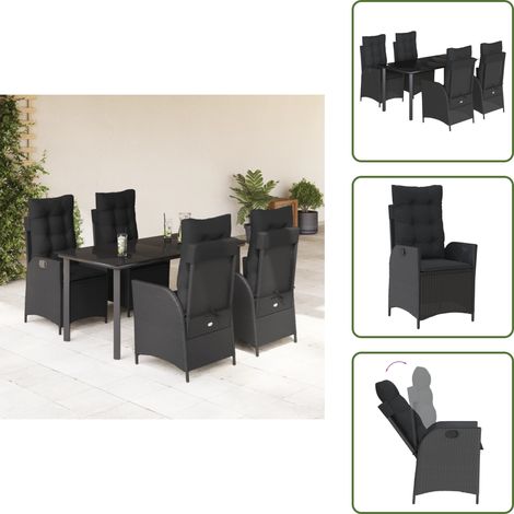 The Living Store 5-tlg. Garten-Essgruppe mit Kissen Schwarz Poly Rattan - Gartenstuhl (1/5)