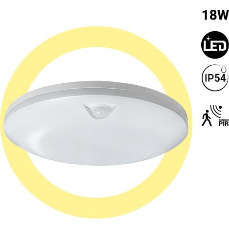 Plafonnier LED circulaire avec capteur PIR - 18W - Surface - - Blanc Chaud