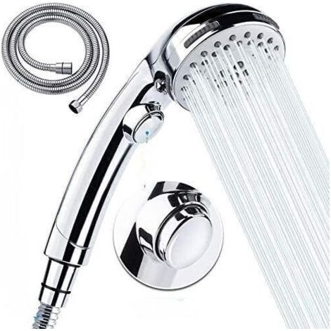 Pomme de douche avec tuyau - 6 types de jet - Douchette avec tuyau de 1,5 m - Économique - Jet fin (1/4)