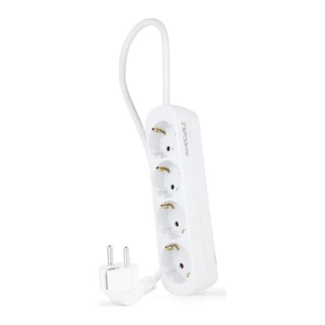 Multiprise de Protection Blanche avec 4 Prises, idéale pour appareils électriques, fabriquée avec Protection Contre Les surcharges