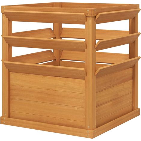 Bac à fleurs surélevé en bois d'épicéa avec treillis, 65x65x73 cm, pour jardin et balcon (1/5)