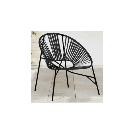 Chaise œuf de jardin noir résine tressée (1/5)