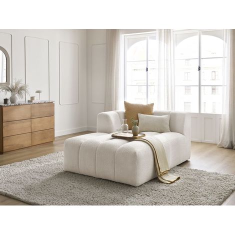 BOBOCHIC - Méridienne pour canapé modulable ANNECY tissu bouclette Angle gauche Blanc (1/5)