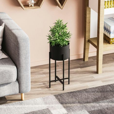 Cache-pot sur pied en métal noir – style moderne (1/5)