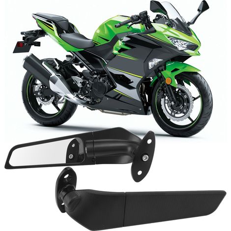 Rétroviseur modifié pour moto avec ailerons et réflecteurs, compatible avec Kawasaki Ninja 400 (à partir de 2018).