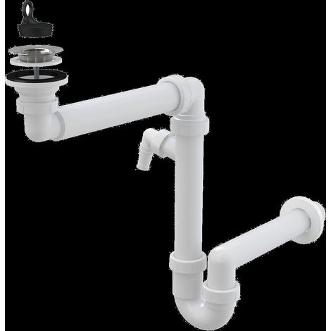 Alcadrain Raumsparsiphon DN40  für die Waschbecken DN63 mit Geräteanschluss (1/2)