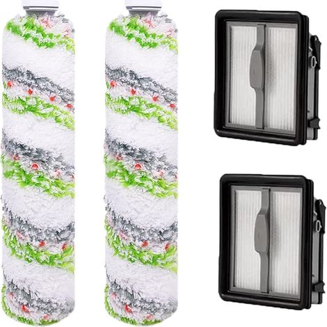 FOREHILL Lot de 2 filtres de rechange et 2 rouleaux de brosse multifonction pour animal domestique Bissell Crosswave 3 en 1 pour aspirateur Bissell CrossWave 1866 1785 2052 1713 (1/5)