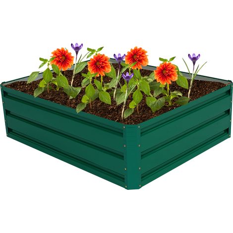 Lit de Jardin Surélevé en Acier, Jardinière Surélevée Extérieur Cadre en Métal à 4 Panneaux, pour Fleurs Légumes Herbes Plantes, 100 x 80 x 30CM, Vert (1/5)