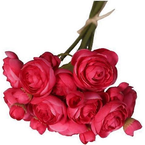 Lot de 6 camélias artificiels avec tige, réalistes et colorés, pour décorer un centre de table lors d'un mariage, à la maison ou au bureau.rose rouge (1/5)