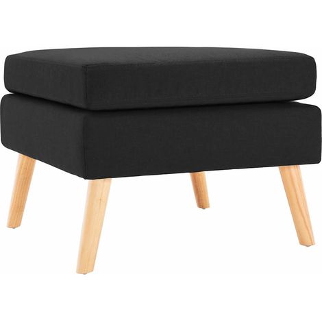 Repose-Pieds pour Salon ou Chambre - Tabouret Pouf Noir Tissu BV782522 - BonneVie (1/4)