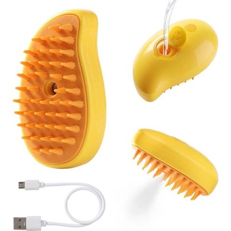 Brosse Vapeur Pour Animaux - Fonction Vapeur Intégrée - Silicone Souple - Autonome 45 Min - Pour Chien Et Chat - 1 Pièce (1/5)