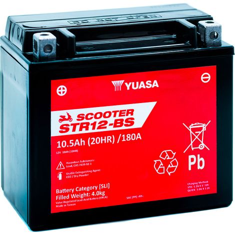 Batterie scooter YUASA STR12-BS YTX12-BS 12V 10AH 180A