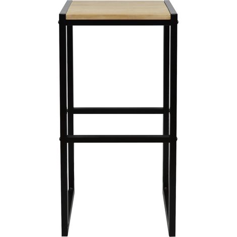 Pack de 2 taburetes altos iCub 36x32x75 cm Negro en madera maciza de pino acabado vintage estilo industrial Box Furniture (1/4)