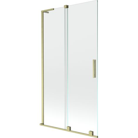 Mexen Velar L Duschwand 2-flügelig verschiebbar 100 x 150 cm, transparent, gold gebürstet - 896-100-003-01-55 (1/5)