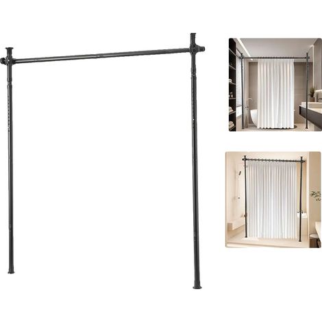 Biombo plegable, altura regulable de 1,1 a 3 m, ancho regulable de 0,7 a 1,75 m, material de acero al carbono, capacidad de 15 kg, diámetro de 25 mm. (1/5)