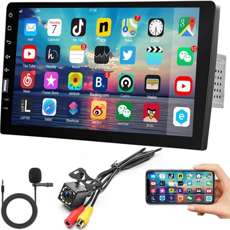 9 Pouces 1 Din 1080P Ecran Tactile avec Caméra de recul Mic Bluetooth Mains Libres FM Multimedia Poste Radio Voiture Support Mirror Link SWC USB EQ (1/5)