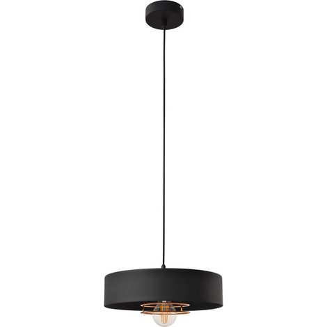 Helam BABILON Plafonnier Suspension Cylindrique Noir, Or Rose 30cm (1/5)