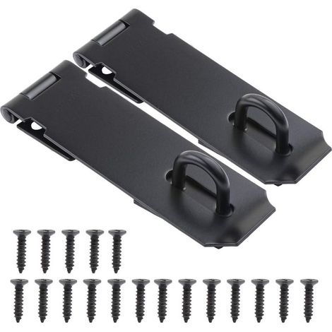 Set of 2 latch to cadenas in stainless steel of 127 mm ,latch sturdy and agrafe with screw, fermoir of door, lock of portail, shelter of garden, cadenas agrafe, black- (1/5)