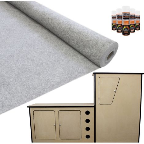 11m2 Doublure Intérieure Tapis Véhicule Argenté avec Unité de Cuisine MDF Camper Van - Aménagement Van Camping-Car Voyage Camionette Bricolage DIY [5 Bombes de Colle GRATUITES]