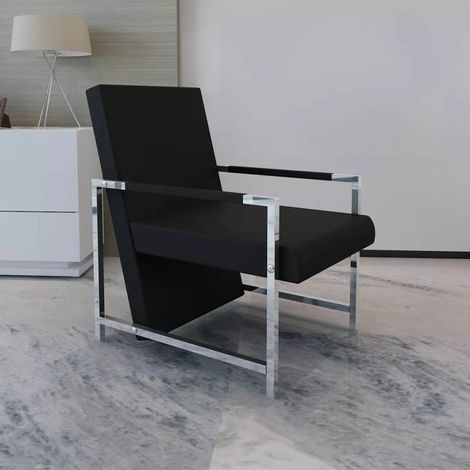Poltrona poltrona lounge design club divano lounge con gambe cromate sintetiche nere 1102046/3 (1/5)