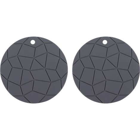 Maniques géométriques en silicone gris, dessous de plat ronds, dessous de plat, lot de 2, tapis d'égouttage, ouvre-bocal antidérapant, plateau à ustensiles (gris, rond)