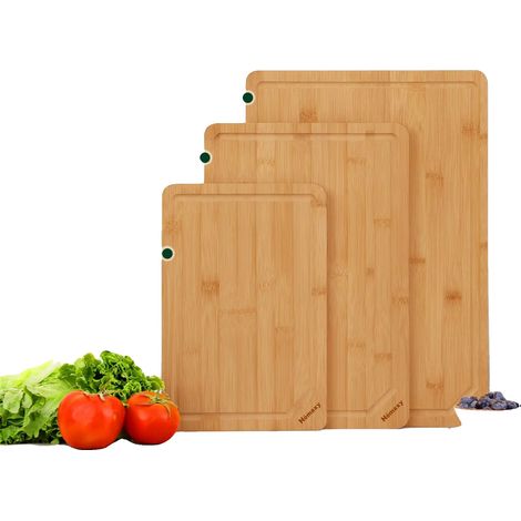 Schneidebrett-Set, umweltfreundliches Bambus, vielseitig einsetzbar, Quadratisches Set von 3 (1/2)