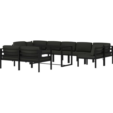 vidaXL Set Divani da Giardino 10 pz con Cuscini in Alluminio Antracite (1/4)