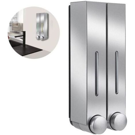 Distributeur Et Organisateur De Pompe De Douche Mural 2/3 Chambres - Contient Du Shampoing, Du Savon, Du Revitalisant, Du Gel Douche, De La Lotion - Chambres Claires, Bouton-Poussoir - Chaque Chambre (1/5)