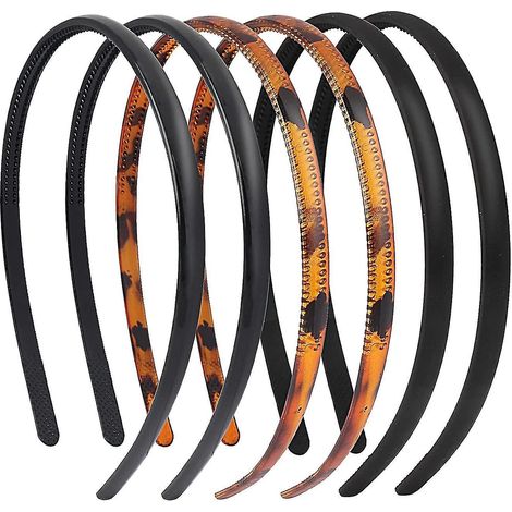Einfache Kunststoff-Haarbänder, 6er-Set Haarbänder mit Kunststoff-Zahnkamm, Unisex für Frauen und Mädchen, 8 mm (1/5)
