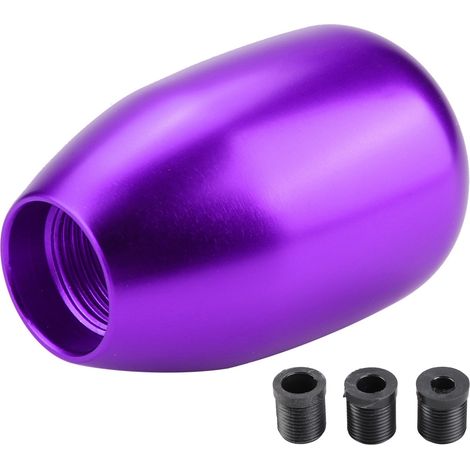 Pommeau de levier de vitesse manuel 5 vitesses pour voiture avec 3 adaptateurs 8/10/12 mm (violet) (1/5)