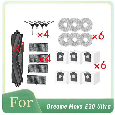 21-teiliges Set für den Dreame Mova E30 Ultra Wischmopp: Seitenwalzenbürste, HEPA-Filter, Staubbeutel, extrem widerstandsfähiger Zugang