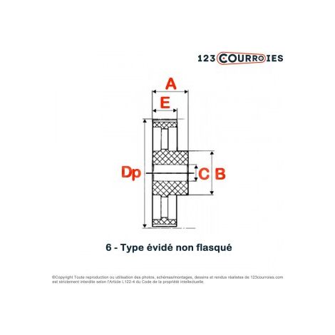 Poulie dentée moyeu plein PDL07572