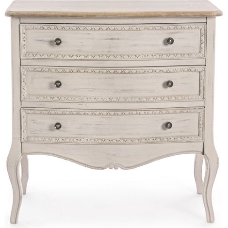 Commode 3 tiroirs 80x40x80 cm en bois beige et naturel - POLIVIA (1/4)