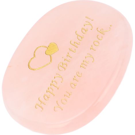 Pierre d'anniversaire, mots dorés, sculpture élaborée, cristal rose, inscription inspirante (1/5)