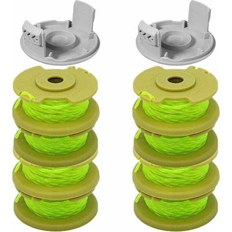 10 Paquets Bobine de Rechange pour Coupe-bordure pouce pour Ryobi , Compatible Avec Ryobi One + AC14RL3A, Coupe-fil Sans Fil , 8 Bobines + 2 Capuchons de Coupe,（ Jaune） (1/4)