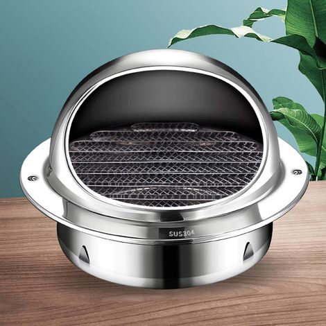 Capot de Ventilation en Acier Inoxydable 304,Grille d'Aération à Montage Mural Capuchon de Capot de Cheminée Anti-Pluie,Chapeau de Cheminée de Hotte de Sortie d'Air de Mur (100mm/3.9in) (1/5)