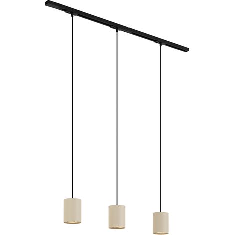 QAZQA Modern Track Lighting System with 3 Pendant Lamps Black