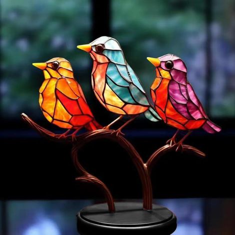 Dekorative und kreative Vogelfigur mit Blumen- und Vogelmotiven, ideal zur Dekoration eines Büros, eines Weinkellers oder zur Darstellung von 3 Kolibris. (1/5)