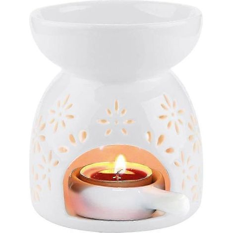 Brûleur d'arômes en céramique blanche, chauffe-cire, porte-fondants parfumés, diffuseur de parfum pour la maison et la chambre, cadeau (1/5)