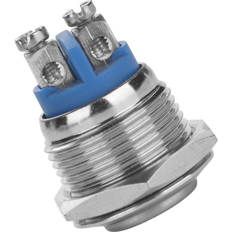 Lot de 5 mini-interrupteurs à bouton-poussoir étanches en métal 2 broches (tête convexe), 16 mm, 250 V (1/5)