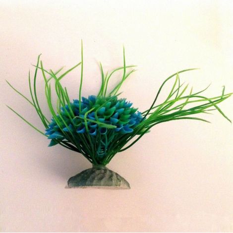 Trade Shop - PFLANZE 7 CM KÜNSTLICHER SEELING AQUARIUM FALSCHE KUNSTSTOFFPFLANZEN BLAUER BUSH -