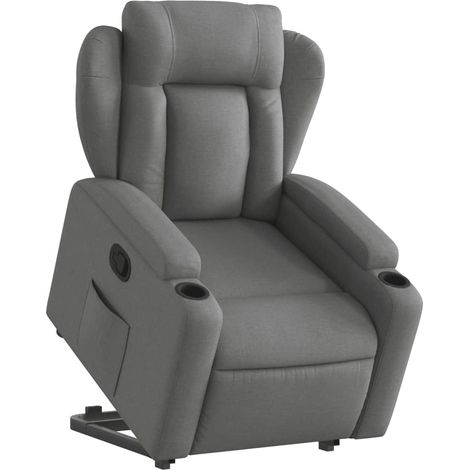 Poltrona relax TV rivestimento confortevole funzione sollevamento elettrico in tessuto grigio scuro DEC027955