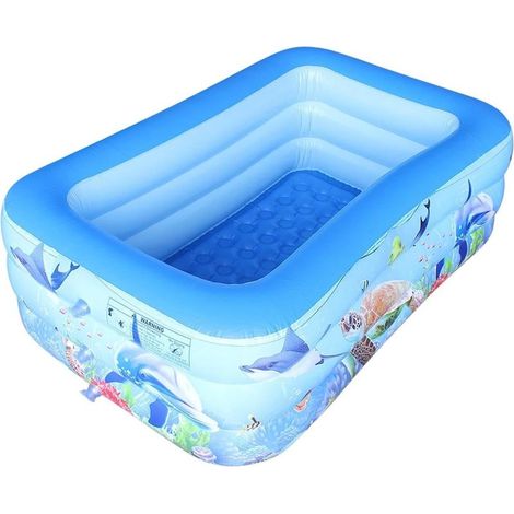 Rechteckiges Babybecken – Planschbecken-Spielcenter, aufblasbares Wasserbecken, tragbares rechteckiges Becken aus verdicktem PVC, robustes aufblasbares Becken für sommerliche Gartenpartys (1/4)