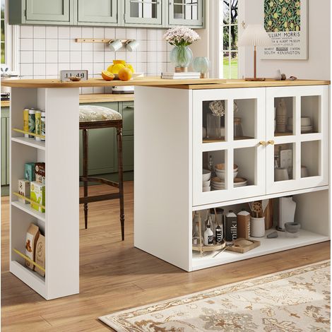 Madia girevole ed estensibile 138-204 x 39 x 102,5 cm, MDF, bianco (1/5)