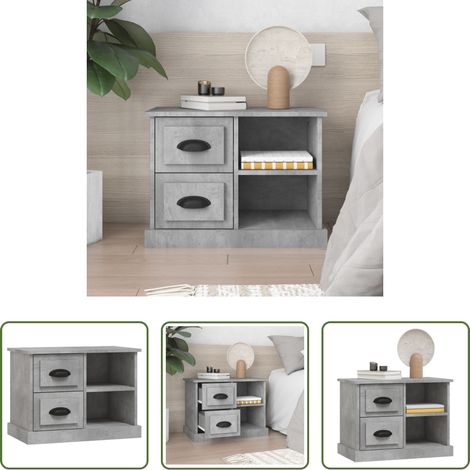 vidaXL Nachttisch Holz - Nachttisch Betongrau 60x35,5x45 cm (1/5)
