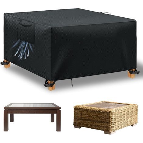 Schutzhülle für Gartentische und Gartenmöbel, wasserdicht und UV-beständig, 210D Oxford-Gewebe, Möbelschutz, Schwarz, 125 x 125 x 74 cm (1/5)