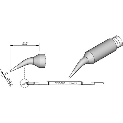 Kartusche gebogene Spitze 0,2 mm T210 JBC (1/2)