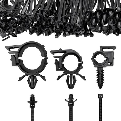 150 pièces d'attaches universelles en nylon à pousser pour câbles avec clips de fixation pour faisceaux de câbles automobiles, accessoires de câblage automobile (1/4)