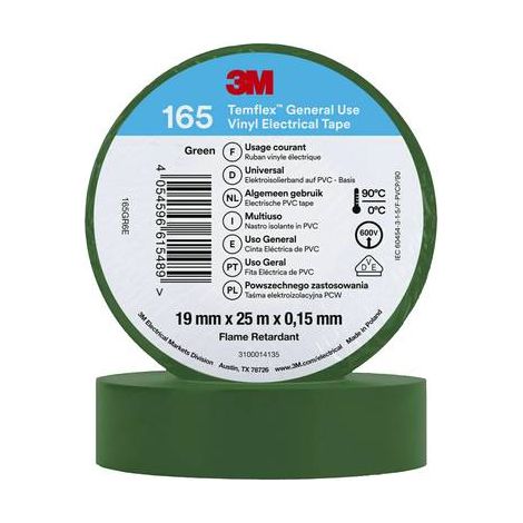 3M TEMFLEX 165 165GR6E RUBAN ISOLANT TEMFLEX 165 VERT (L X L) 25 M X 19 MM 1 PC(S)