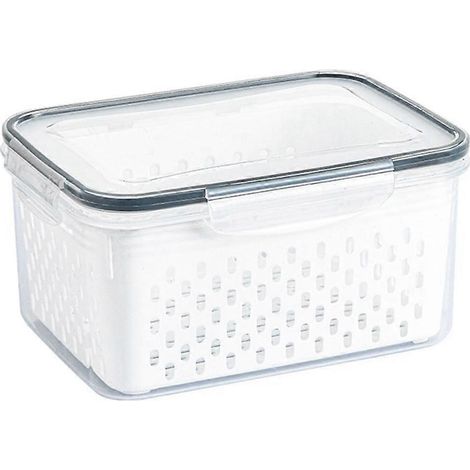 Boîte de rangement pour réfrigérateur, organisateur de réfrigérateur, boîtes à fruits et légumes, panier d'égouttage, récipients de rangement pour garde-manger, grand format (1/4)